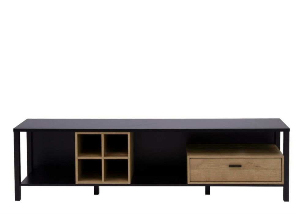 Szafka RTV czarna industrialna szeroka HIGH ROCK