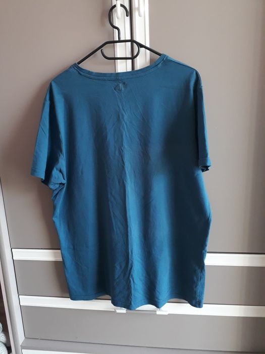 T-shirt męski niebieski turkusowy bez nadruków 4F rozmiar XL dekolt V