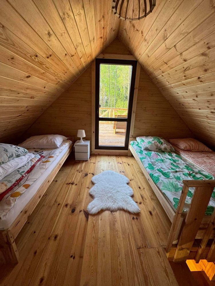 Domek letniskowy z jacuzzi (termobania), sauna, staw, 7-osobowy