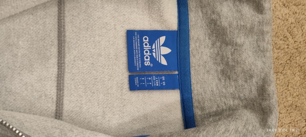 Світшот олімпійка худі кофта на замку утеплена adidas оригінал L