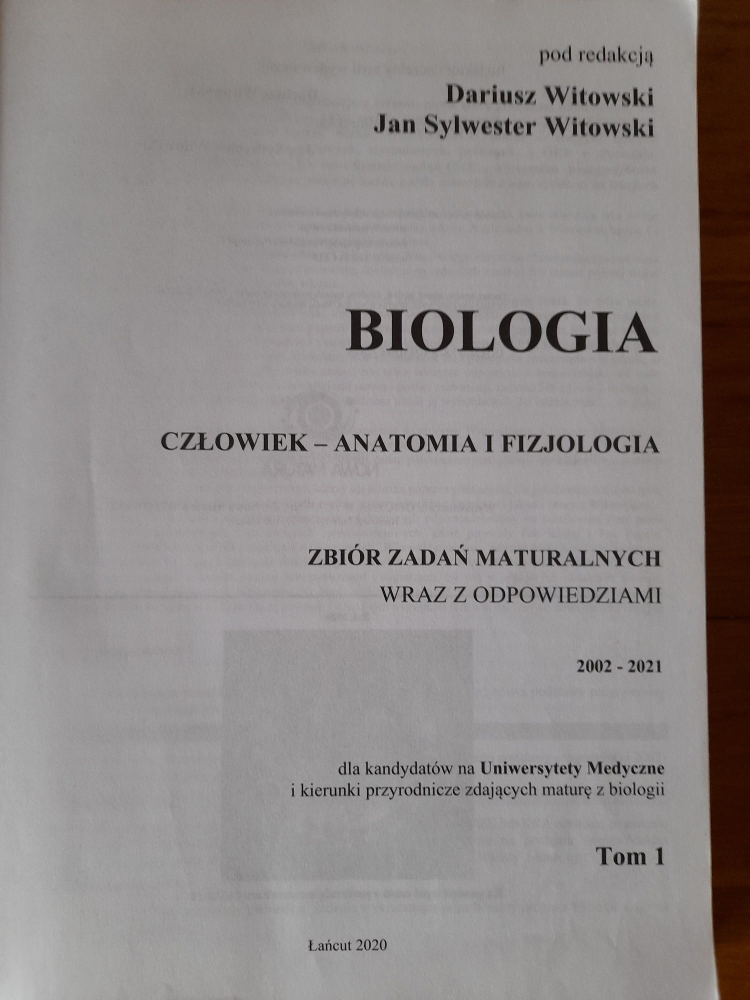 Biologia zbiór zadań tom 1 Witowski