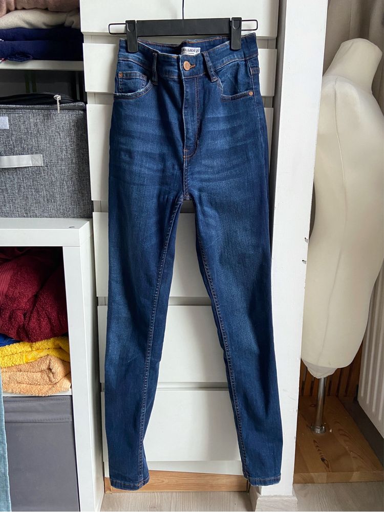 Spodnie jeansy rurki skinny S pull&bear wysoki stan