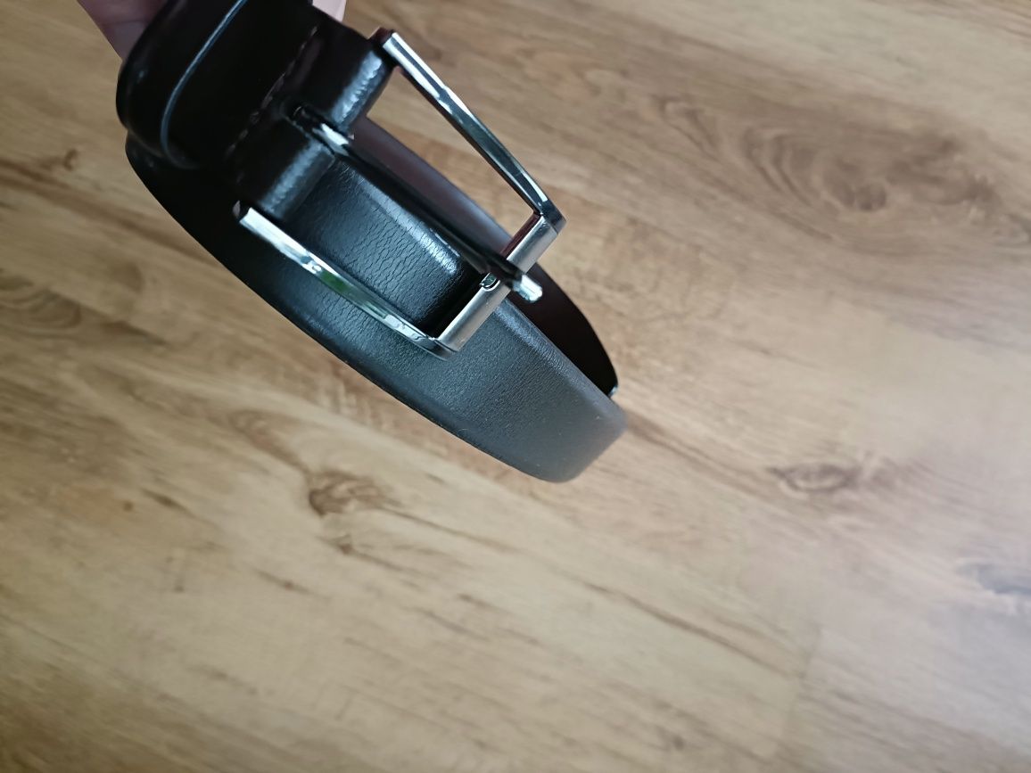Pasek Pierre Cardin skórzany do spodni skora ciemny brąz skóra pas