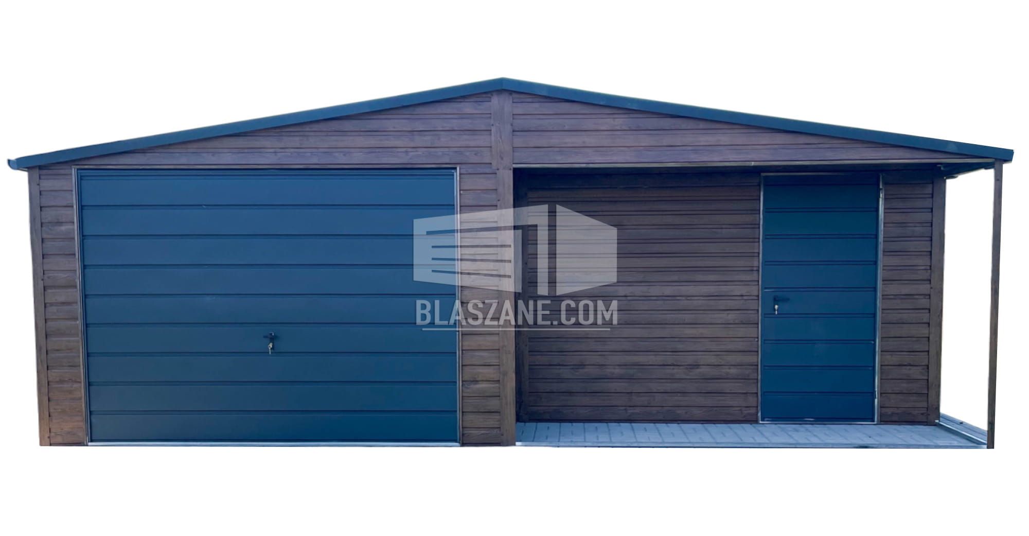 Garaż Blaszany 7X6 + Wnęka - Brama - Drzwi Rynny Dwuspadowy Bl157