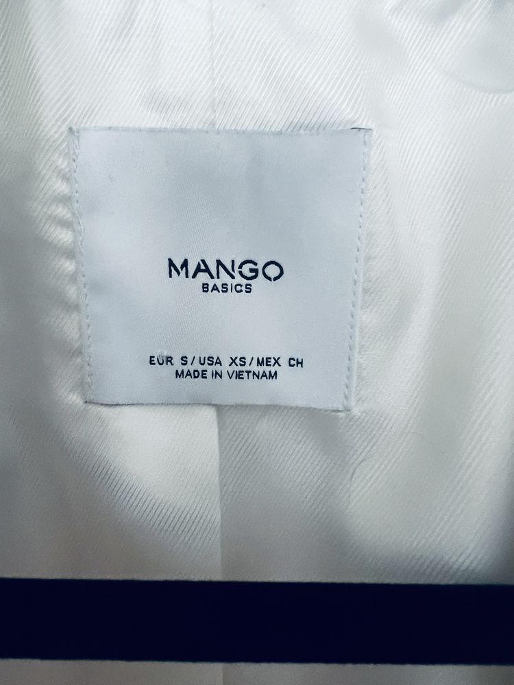 Mango biały płaszcz letni S 36 długi żakiet