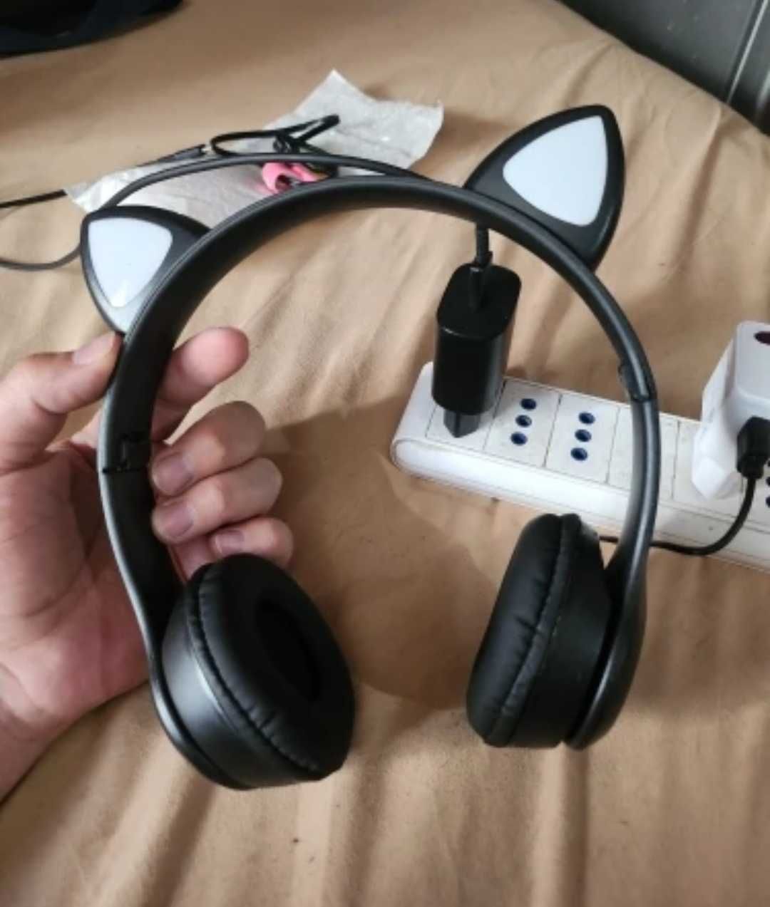 Bluetooth навушники САТ Р47М з котячими вушками та LED підсвічуванням