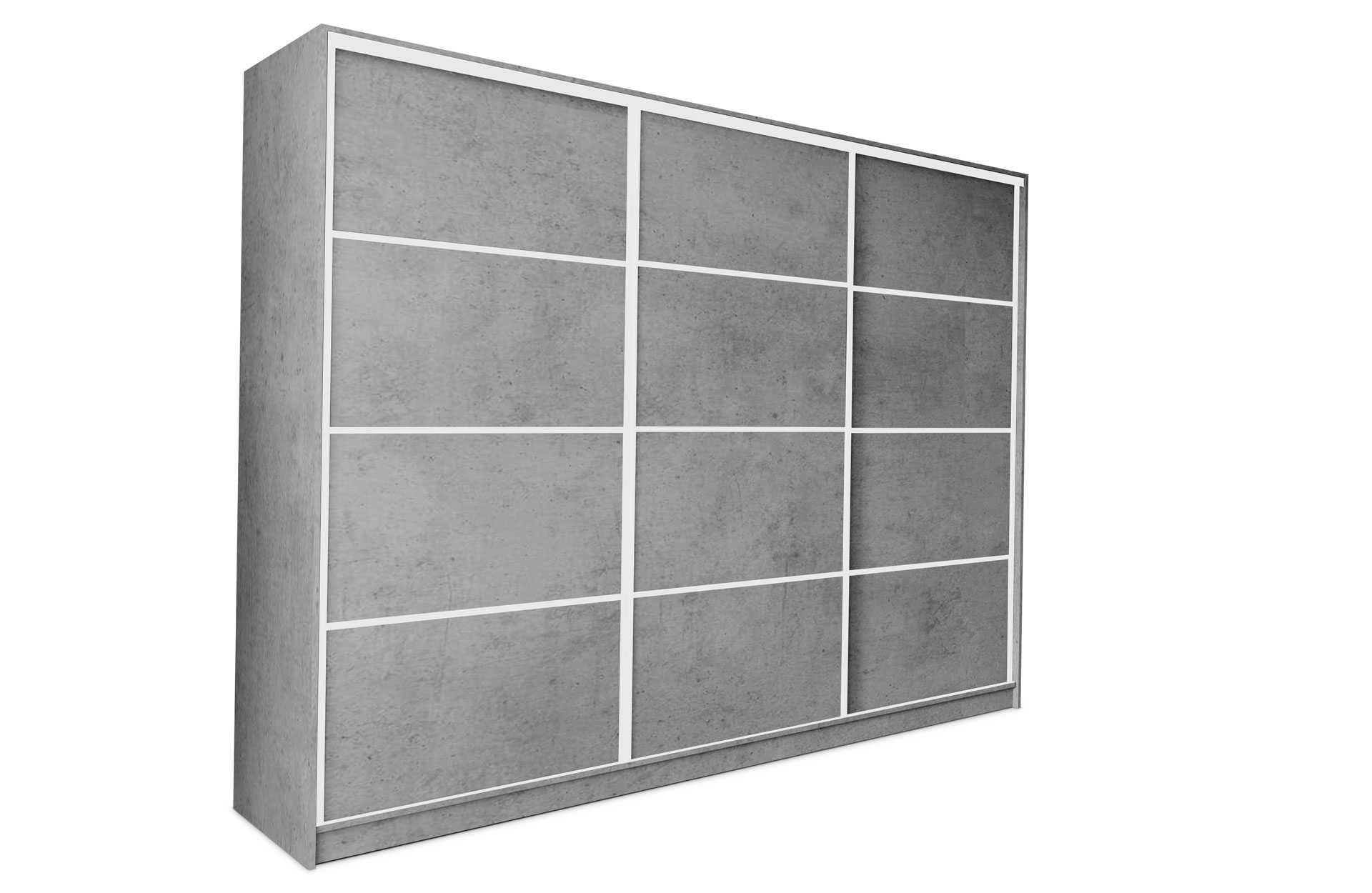 150x205x56 Szafa przesuwna White Beton