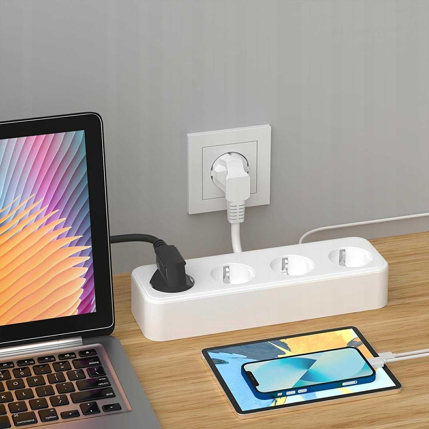 MST 4A3U Listwa zasilająca przedłużacz 4x gniazdo 3x USB 0,1 m białe