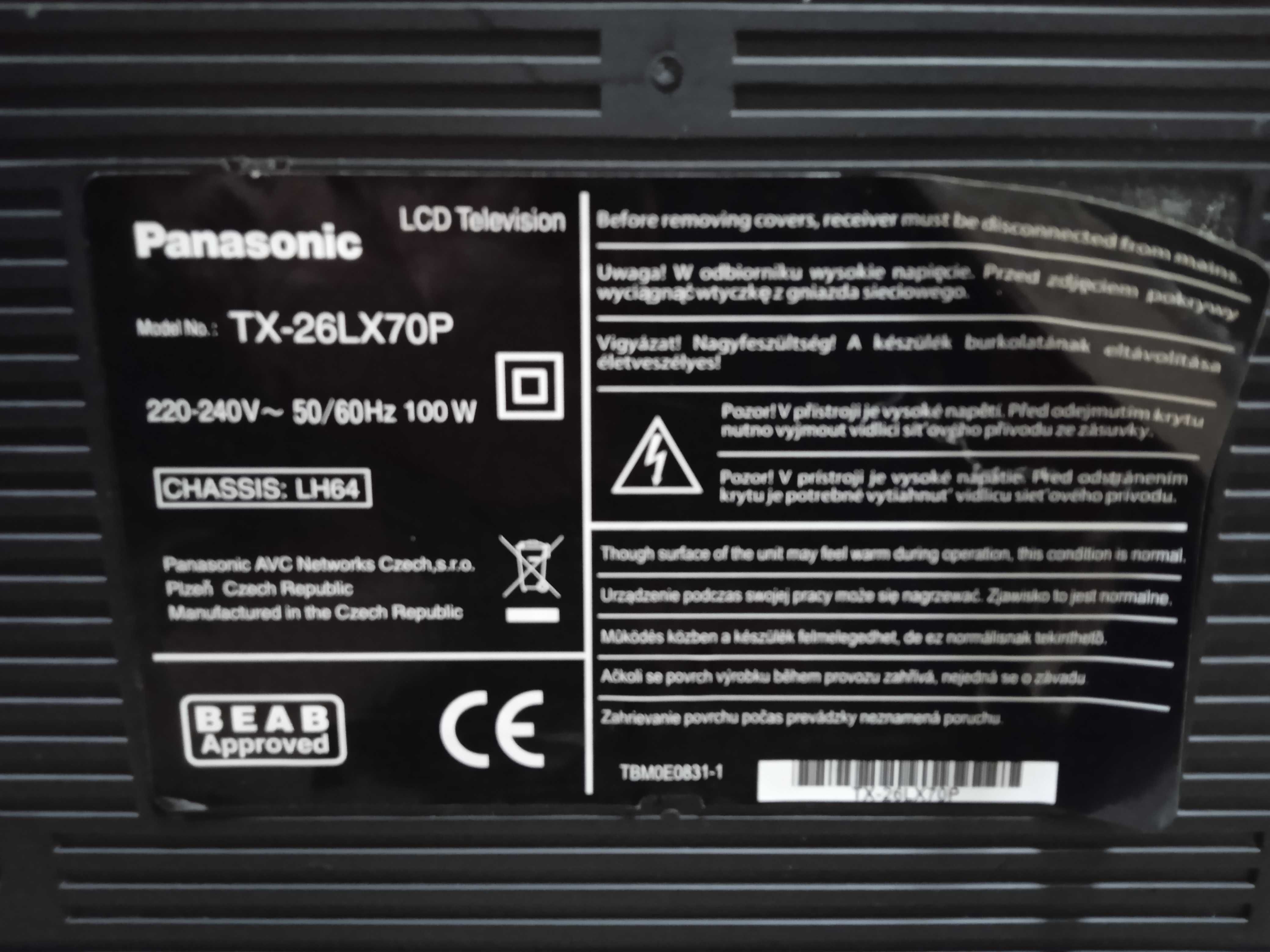 Telewizor Panasonic model TX-26LX70P, HDMI, 100 % Sprawny