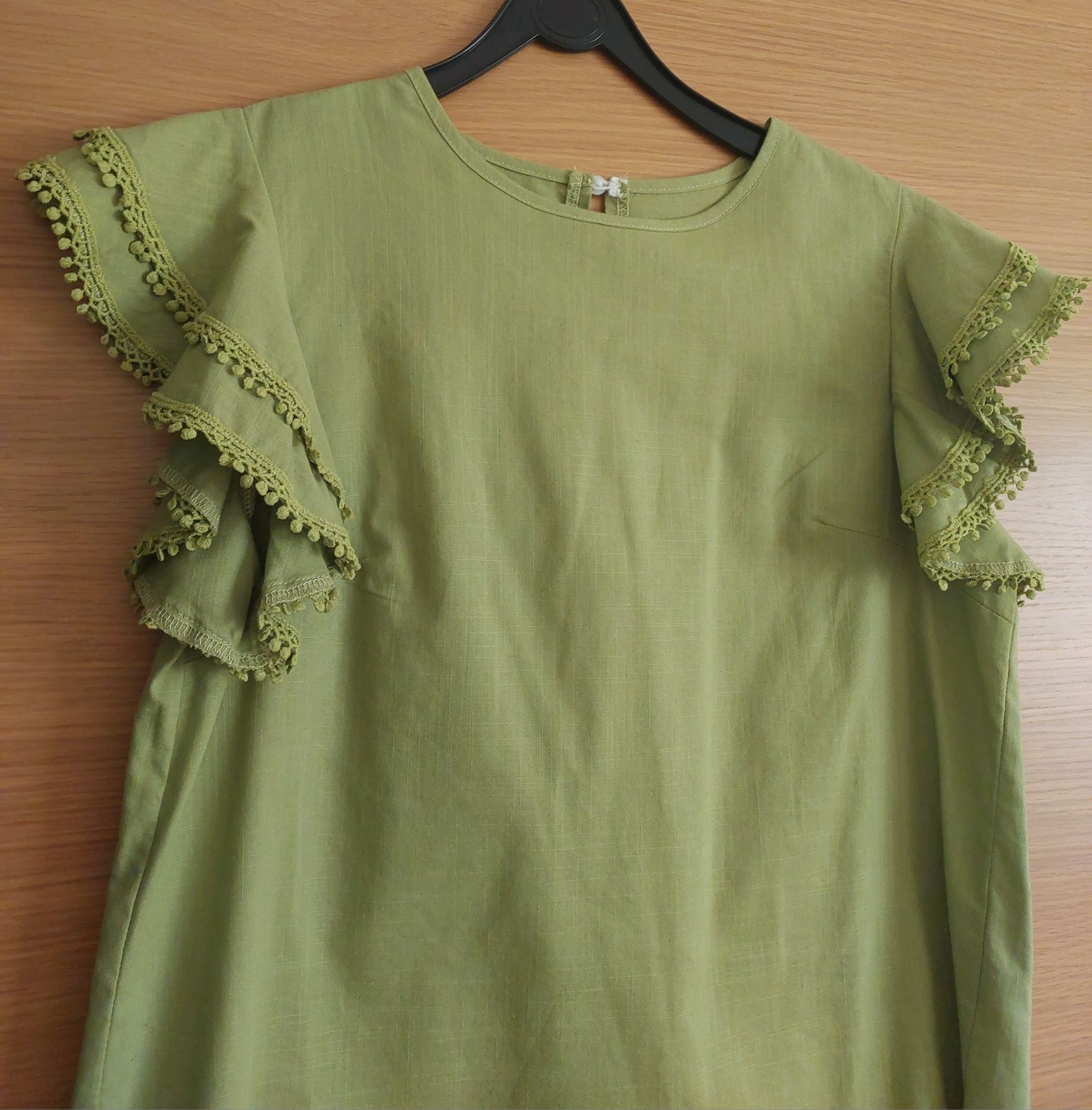 Blusa Verde Manga Peplum, TM
