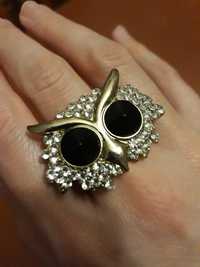 Pierścionek sowa duży pierścień metalowy regulowany