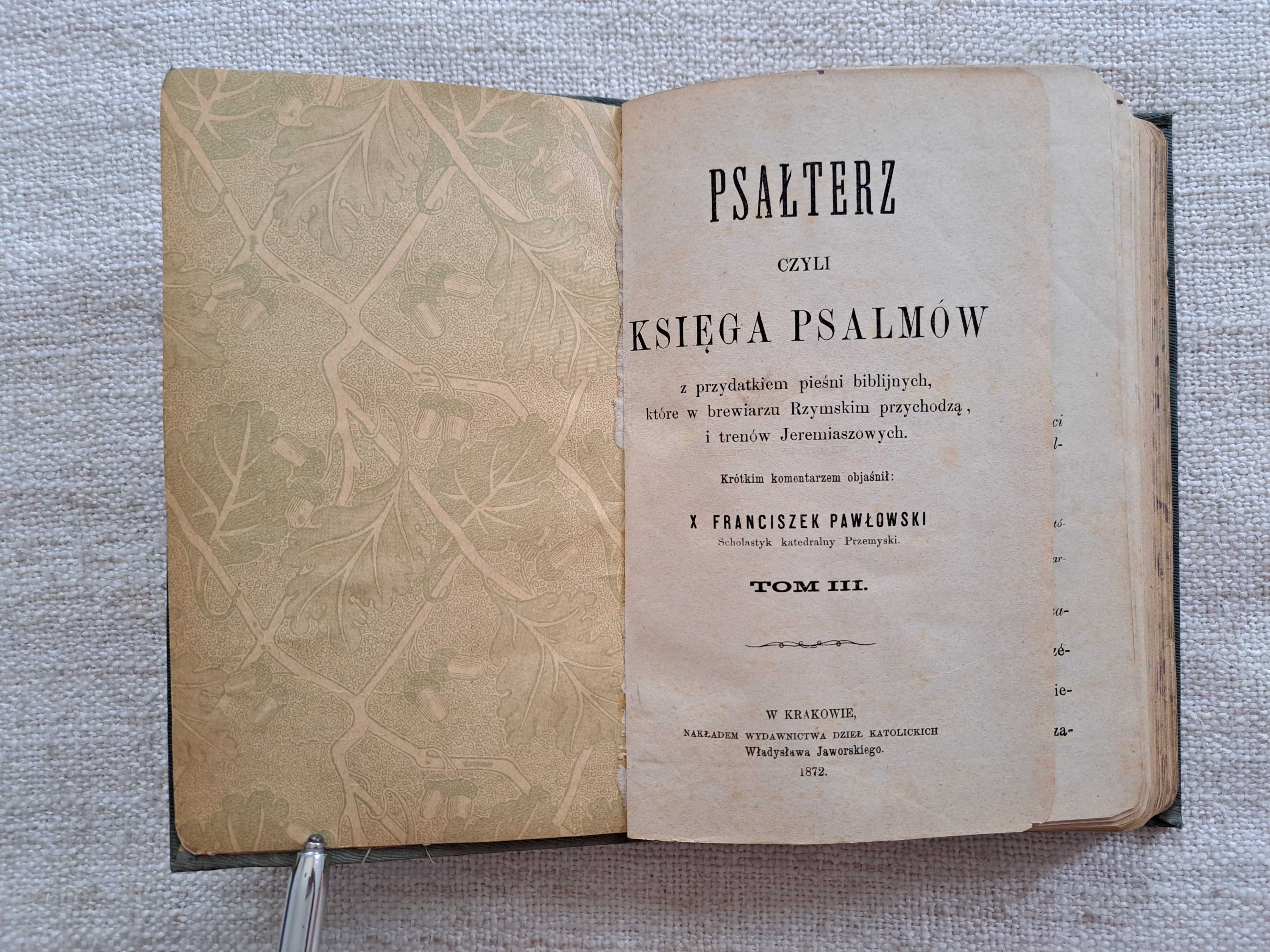 1872 rok. Psałterz czyli Księga Psalmów