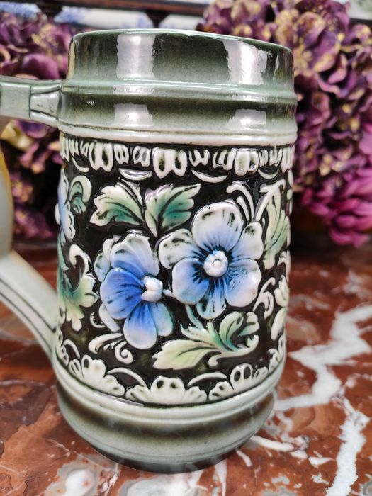 Śliczny ceramiczny kufel - Motywy kwiatowe - 0,75 L - Sitzendorf #2