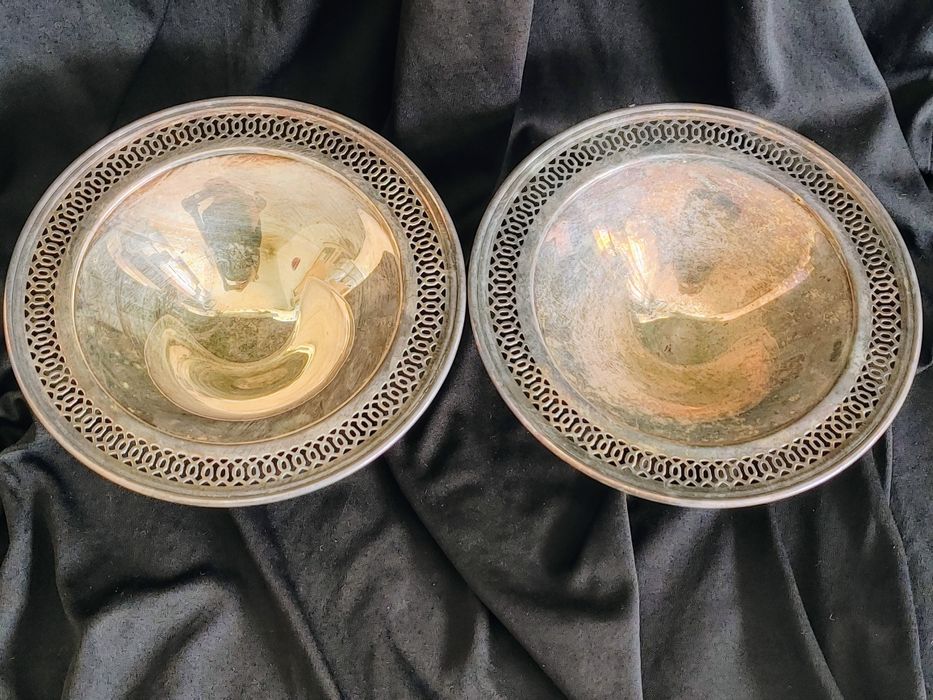 2 szt. Patera srebro na miedzi Sheridan silver on copper retro vintage