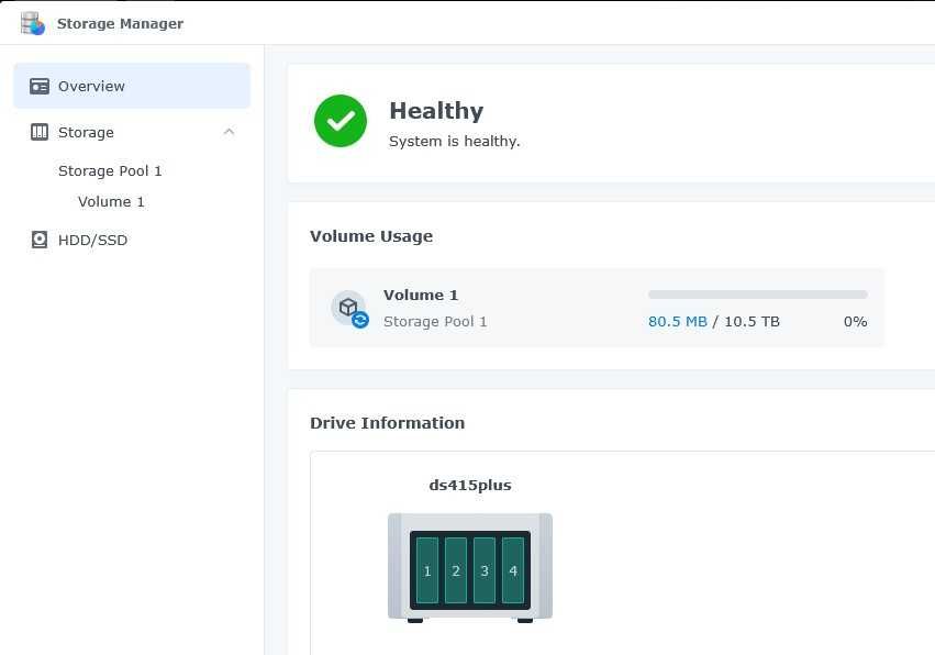 Synology NAS DS415+ 8GB RAM, 4x 4TB HDD