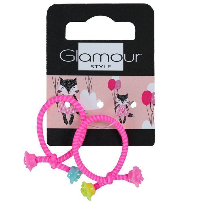 Glamour Kids Gumki Do Włosów Różowy Neon 2Szt. (P1)