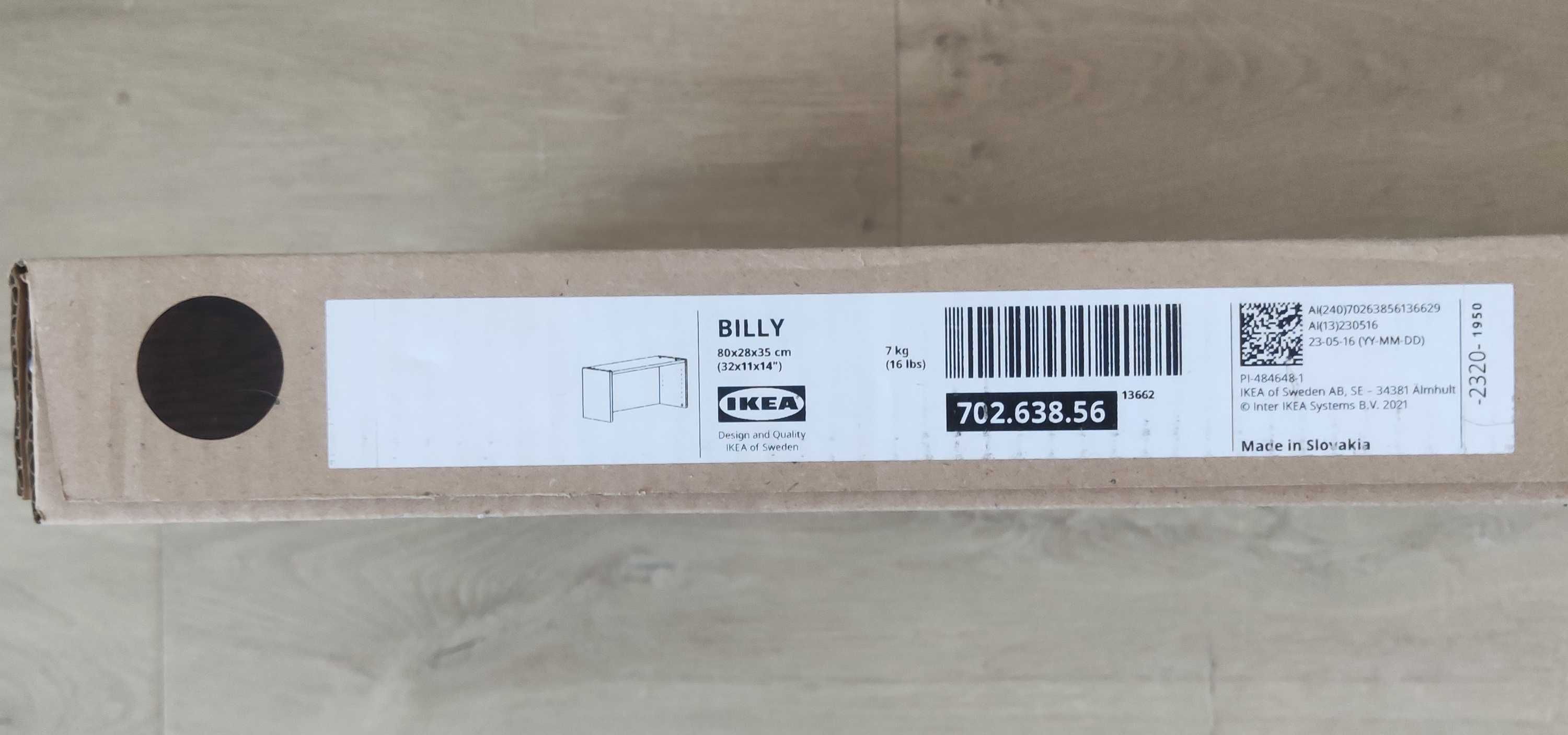 IKEA BILLY nadstawka, czarna  imit. dębu, 80x28x35 cm