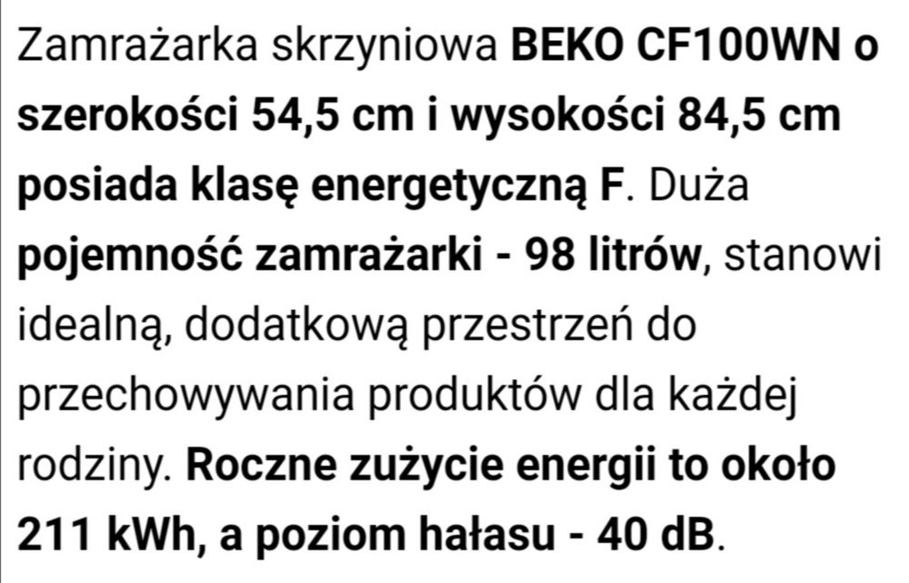 Beco CF100WN zamrażarka