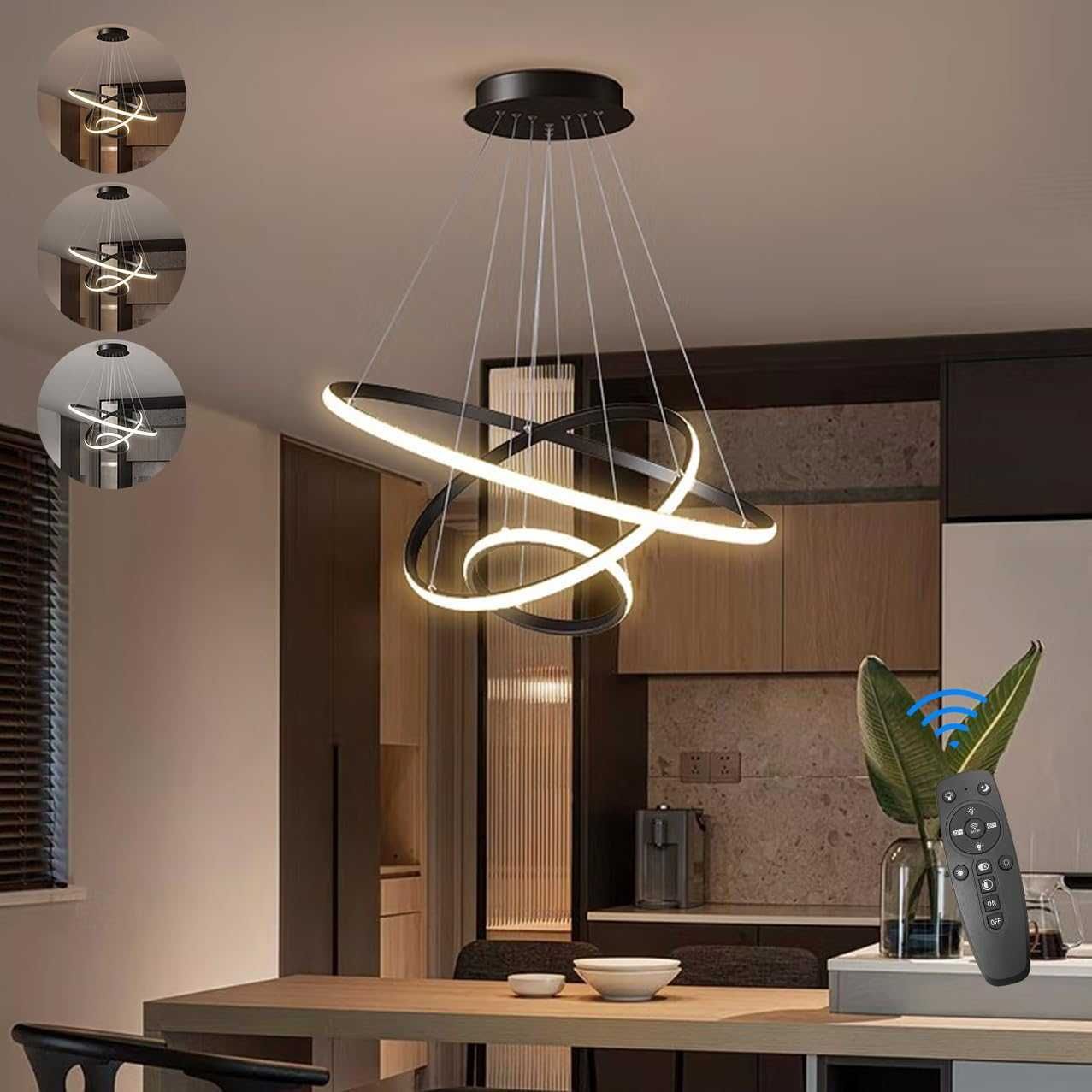 KSIBNW Nowoczesny Żyrandol LED 3 Pierścienie 45W