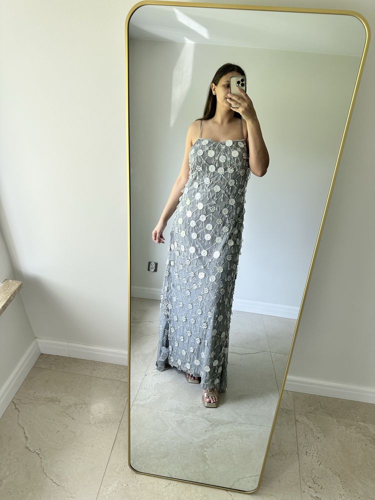 Sukienka cekinowa frędzle ASOS rozmiar 46 wesele ślub wow