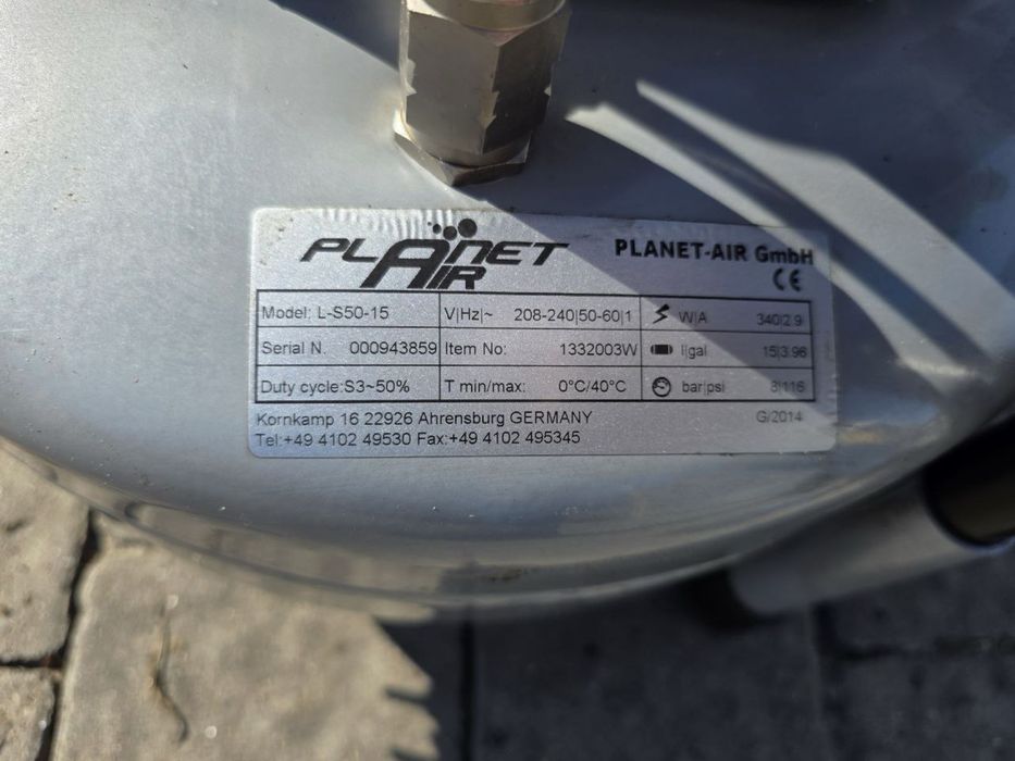 Компресор Planet-Air L-S50-15 (Silver-Line), 15 л, 8 бар, малошумний