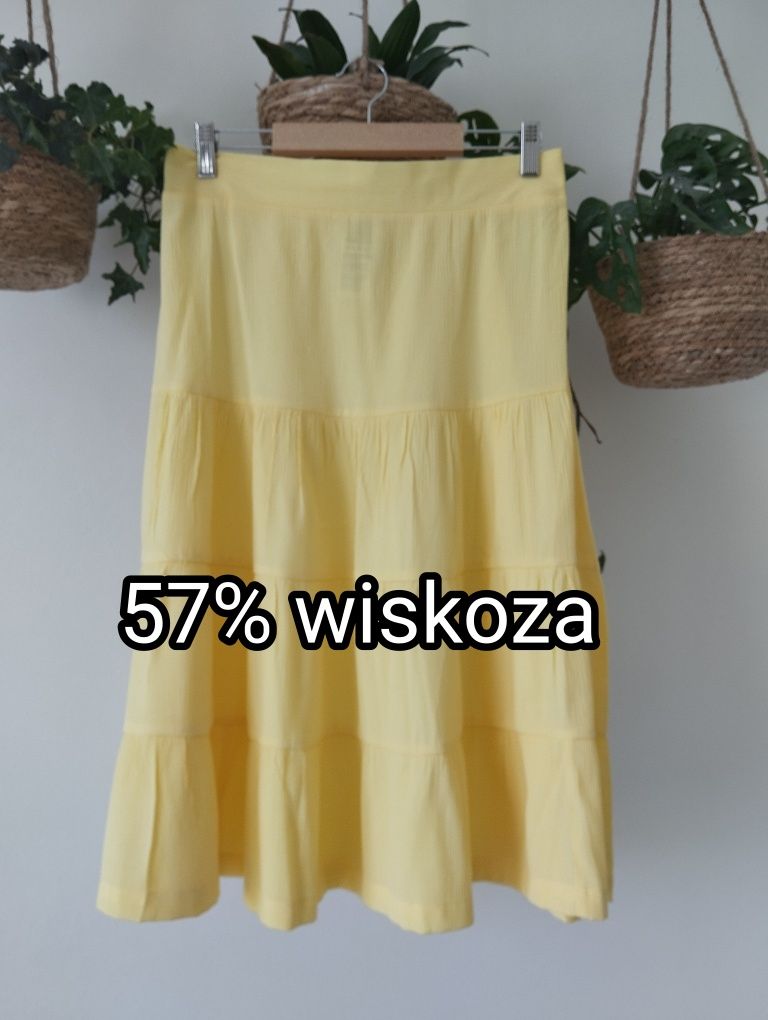 Wiosenna, letnia spódnica kreszowana, z falbankami, z gumką w pasie, ż