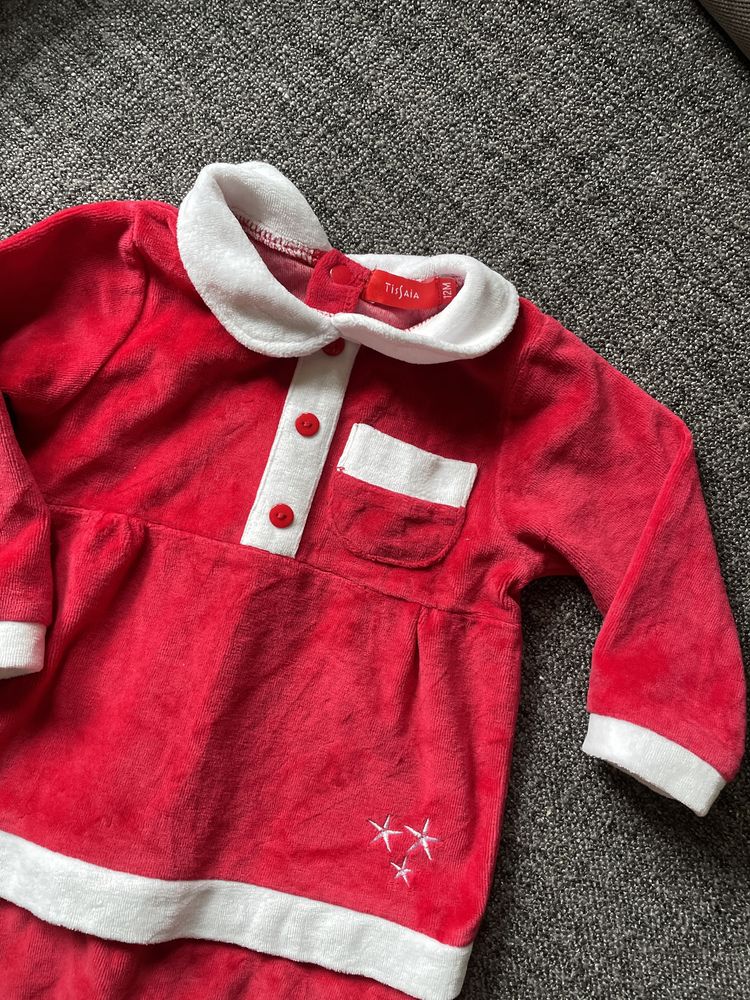 Pajacyk Velvet Mikolaj strój Mikołajkowy ubranko