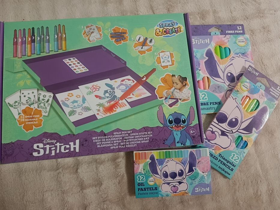 Stitch flamastry dmuchane mazaki kredki plastelina zestaw artystyczny