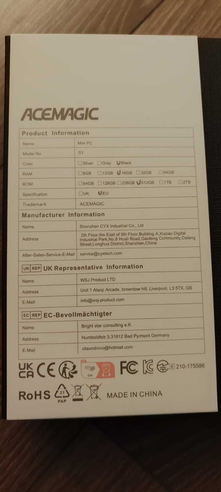 Mini PC Acemagic S1  16GB Ram / 512GB Rom Nowy