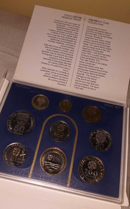 Colecção de 9 moedas "Proof" da Expo 98 (INCM)