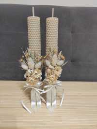 Весільні вінчальні свічки із натуральної вощини на Хрещення Хрестини
