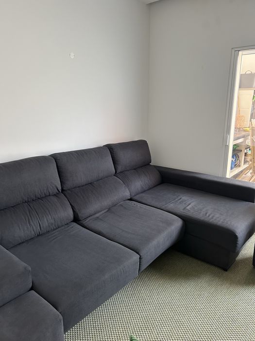 Sofá Chaise-Long Cinzento Escuro