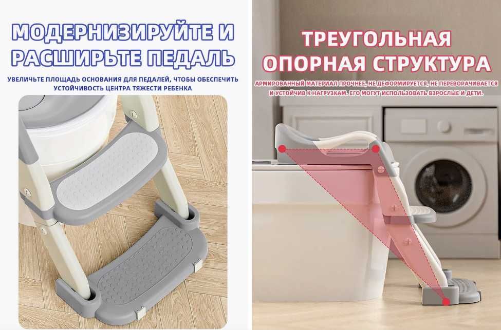 Детское сиденье на унитаз со ступенькой