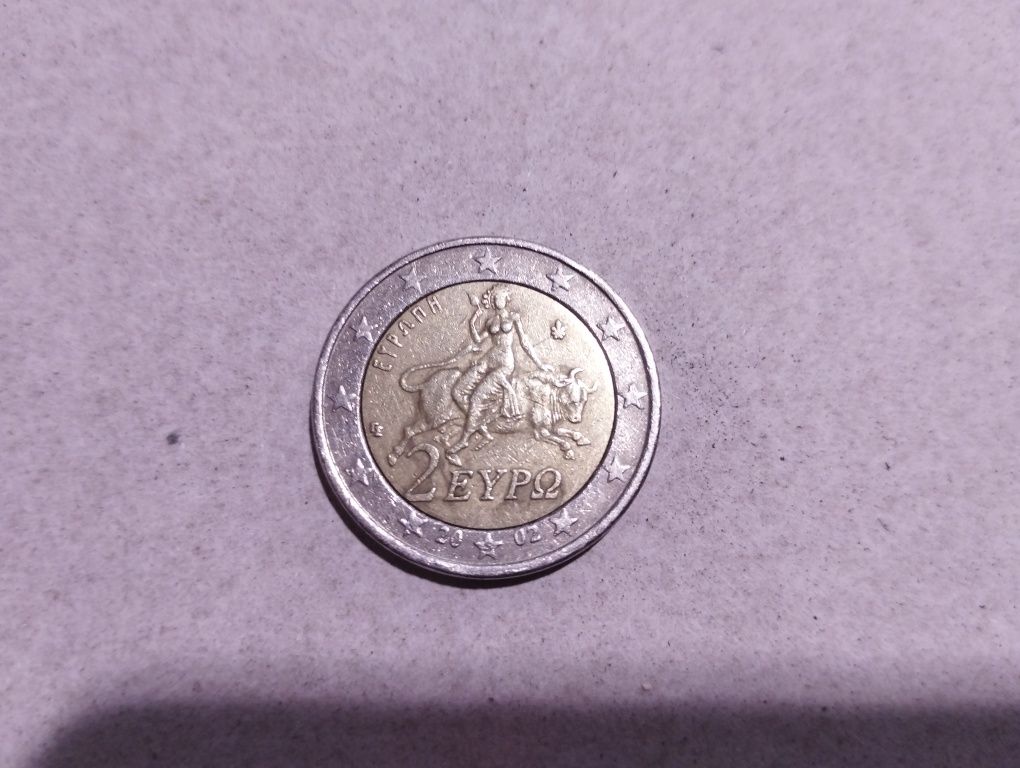 Moeda 2 euros grega 2002 com defeito