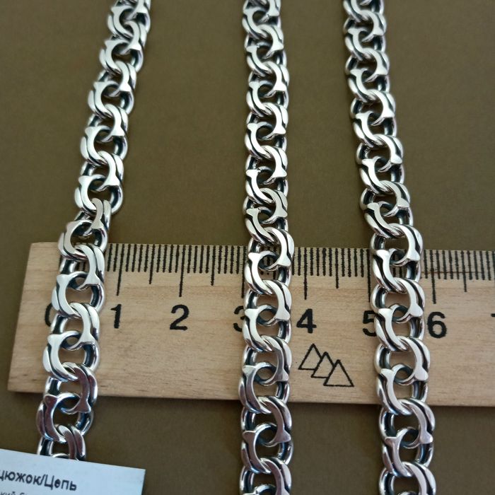 Серебряная цепочка бисмарк серебро 925 цепь серебряная широкая цепь