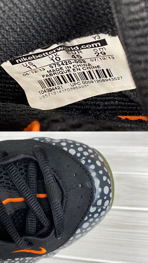 Баскетбольні кросівки nike air foamposite one safari 45/29 см