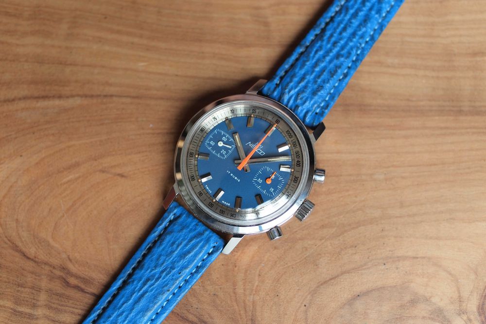 NELCO racing vintage chronograph - stalowa koperta 37,5mm - lata 70-te