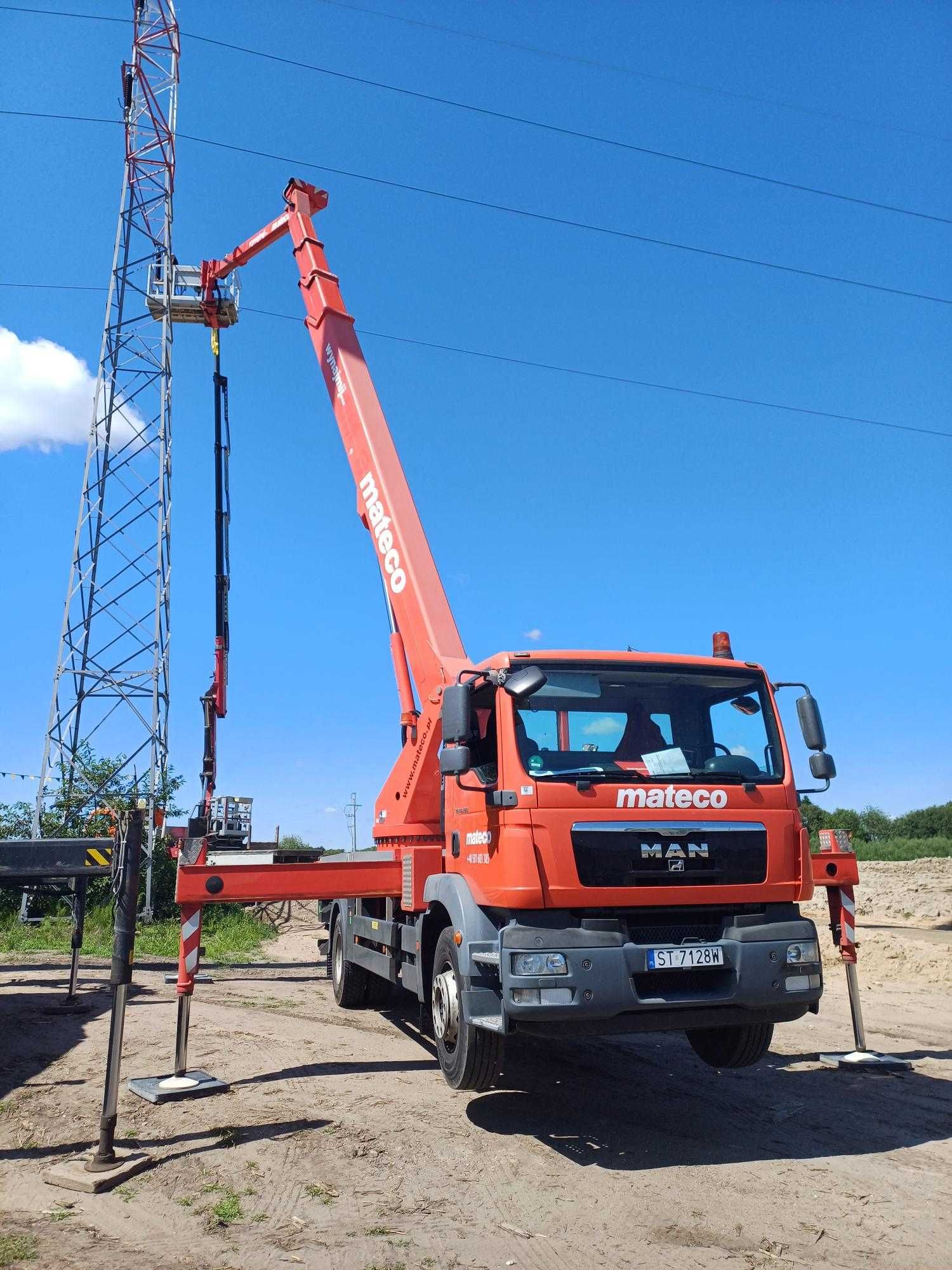 Podnośnik koszowy na wynajem, 45M, Palfinger, Warszawa i Łódź, okolice
