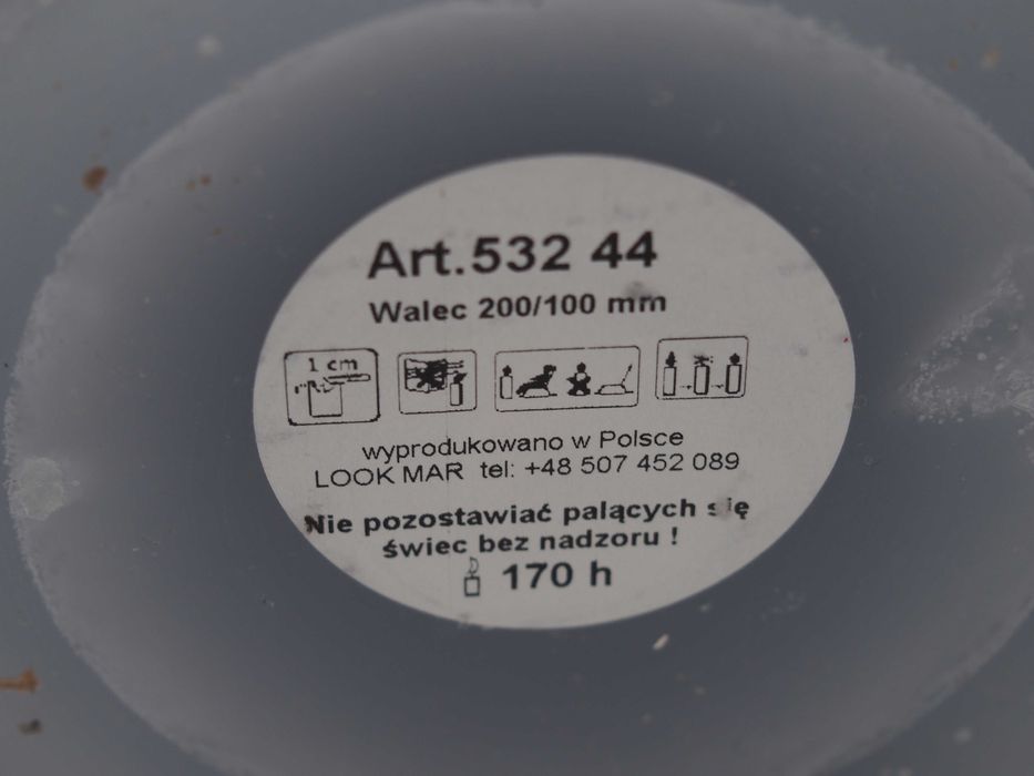 Świeca świeczka dekoracyjna retro walec 20x10 cm szara
