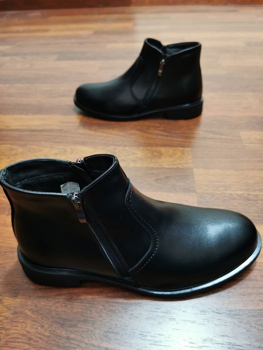 Sztyblety Eleganckie Skórzane Ocieplane Buty Męskie - Gruba Podeszwa