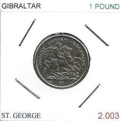 Gibraltar - -- 1 Libra - 2003 - -  " St. George e o Dragão" - -  Moeda