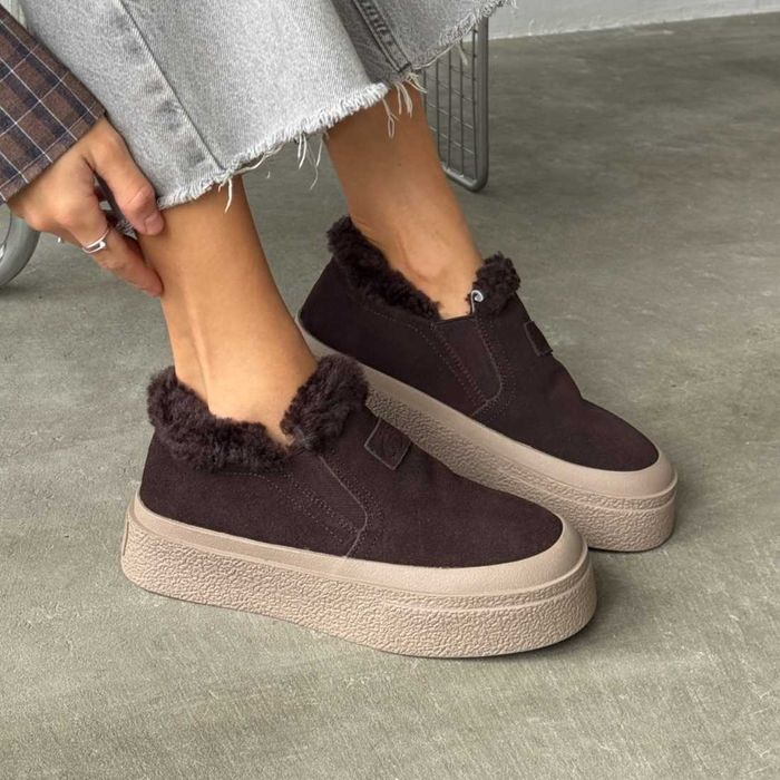 Зимові шоколадні лофери з хутром, зимові черевики зимние лоферы 36-41р