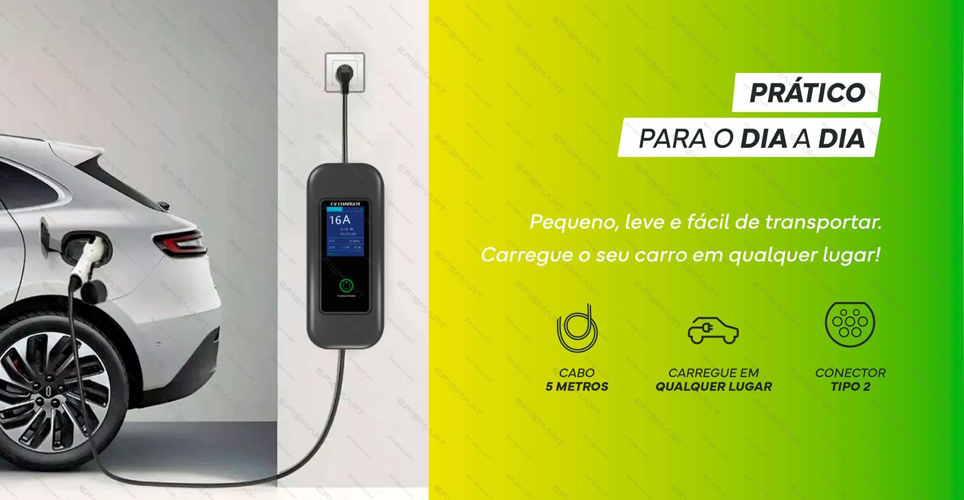 Efismart - Carregador de Carro Portátil Tipo 2 Trifásico 16A 11KW 5M