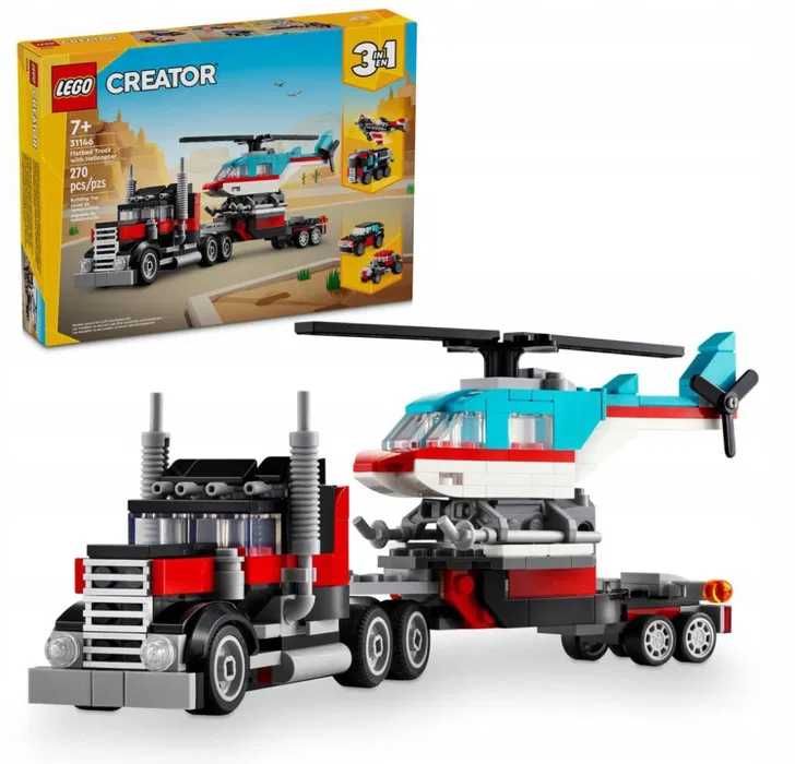 KLOCKI LEGO Creatot 3w1 Ciężarówka Laweta Helikopter Platforma Prezent