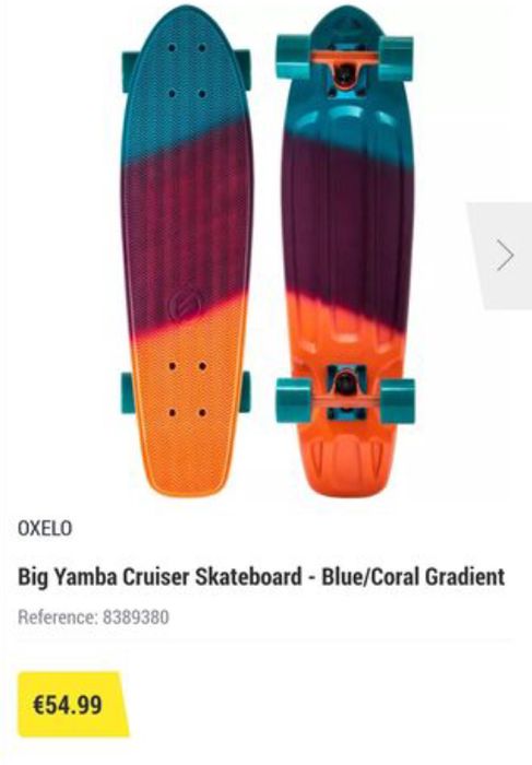 Big Yamba Cruiser Skateboard - Blue/Coral Gradient oxelo