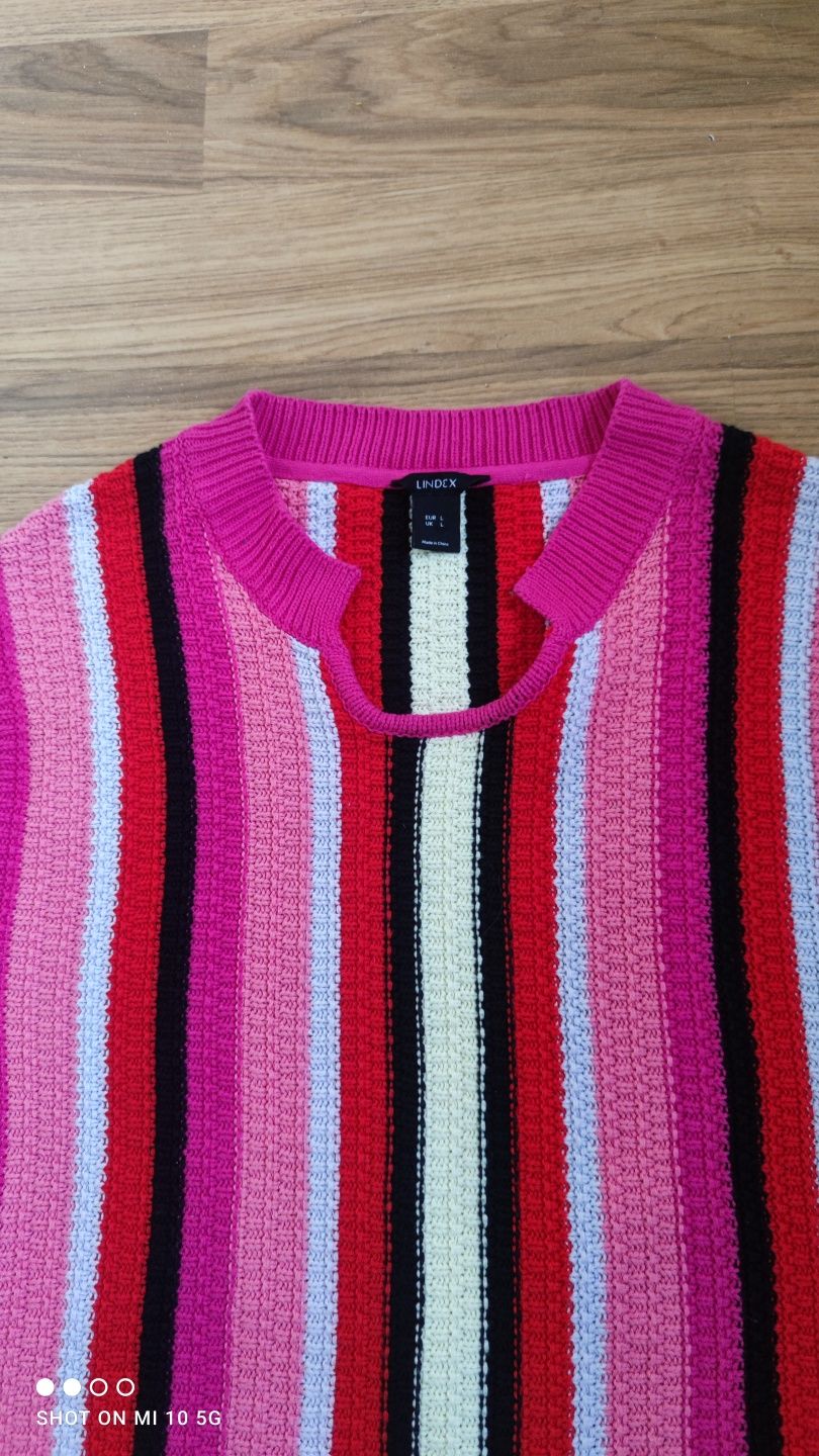 Lindex kolorowy sweter paski pionowe L retro vintage