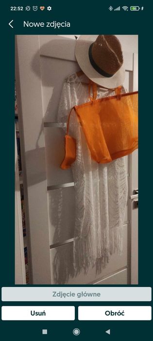 Plażowy zestaw narzutka kapelusz torba