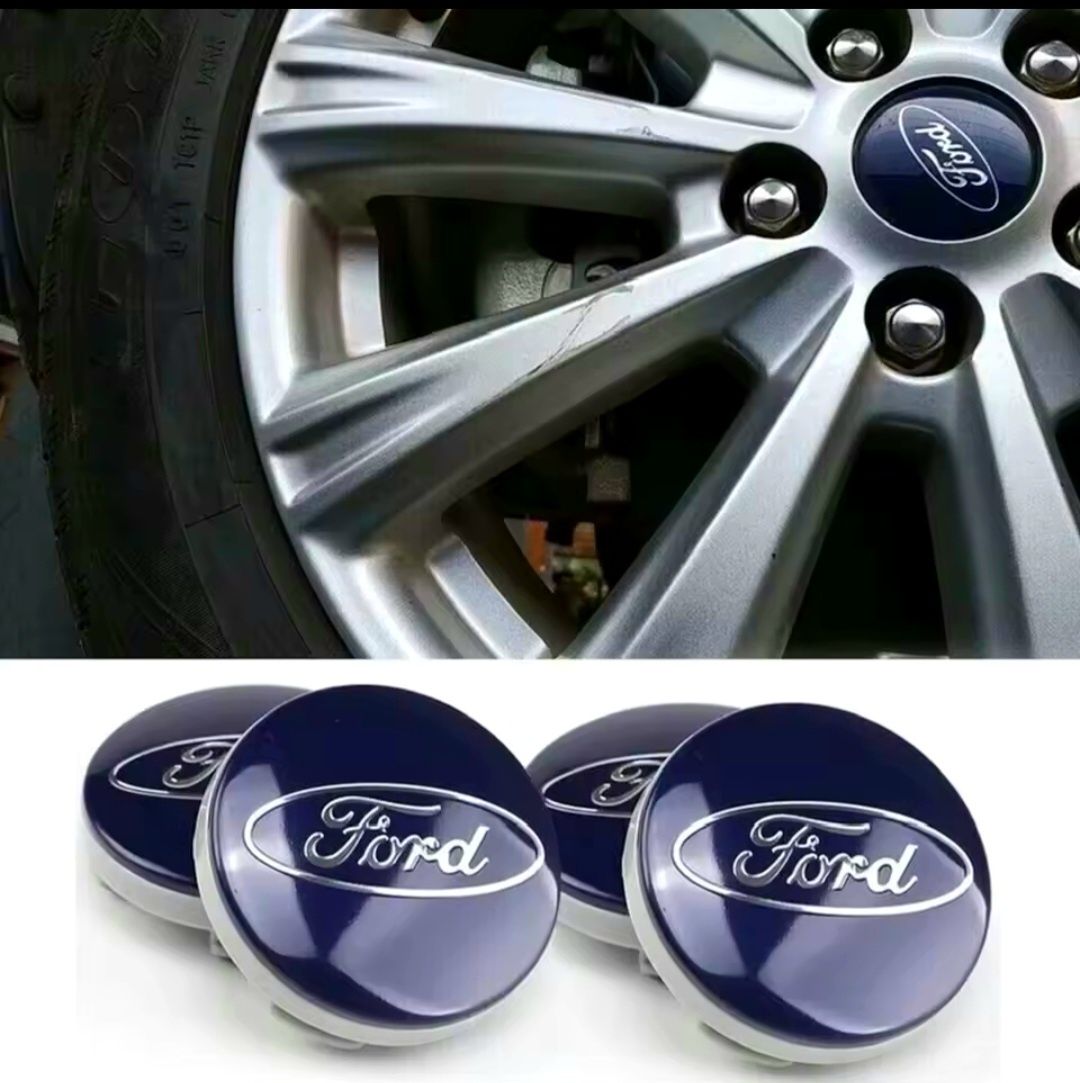 *NOWE* Dek'ielki 54mm FORD komplet 4szt. dekle zaślepki niebieskie