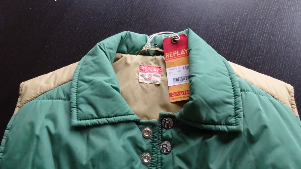 Nowa Kamizelka Replay Original Western Shirt blue jeans ocieplana