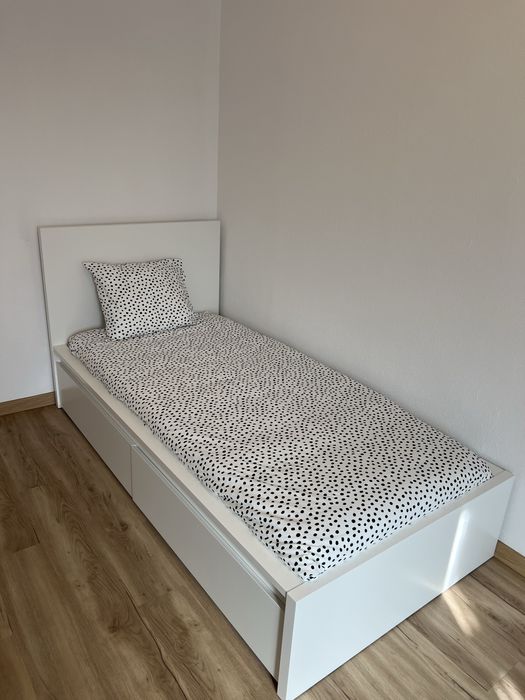 Cama de Solteiro MALM, branco/Luröy, c/ 2 gavetas de arrumação